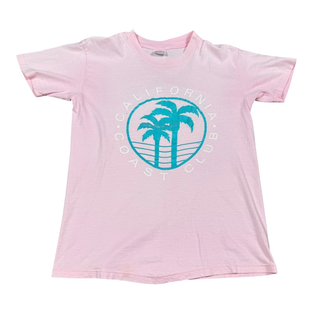 Vintage‎ 80s Stedman California Coast Club Faded Pink Shirt Women's M FLAW